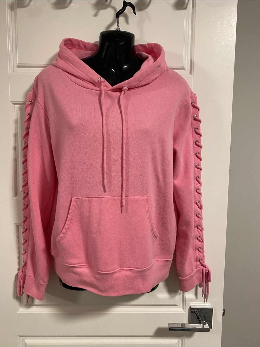 Gorgeous Bubblegum Pink Lace-Up Sleeve Hoodie